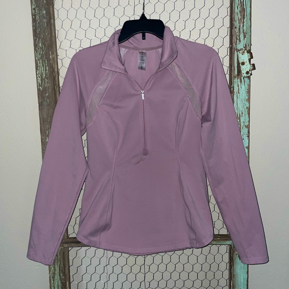 Yogalicious Lux Long sleeve, half zip tech workout top.